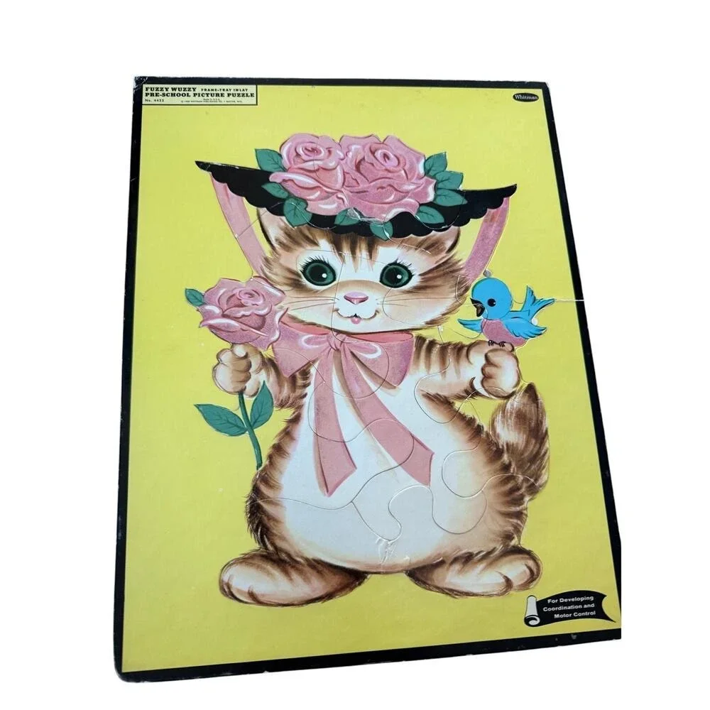 Vintage lot of frame-tray puzzles Disney‎ and cat